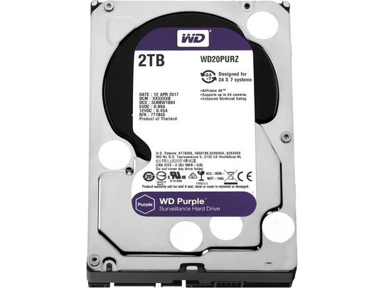 Western Digital 2TB Purple Surveillance Hard Disk - Back View