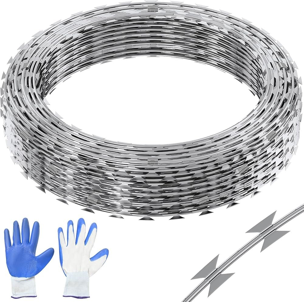 450mm Double Galvanized Razor Wire 10 Meters - Front View