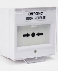Emergency Break Glass Fire Alarm Exit Button Green - Front View