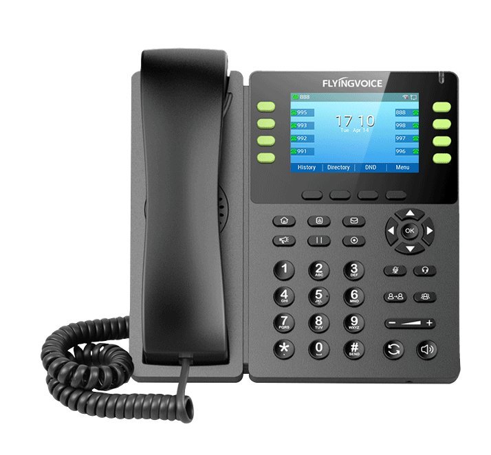 Flyingvoice FIP14G Enterprise Gigabit IP Phone | 8-Line HD VoIP Phone with IPS Color Screen & WiFi - Front View