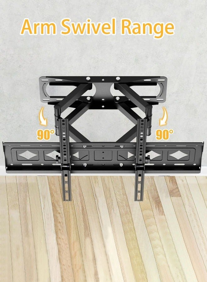 Double Arm Wall Bracket Full Motion Swivel Heavy Duty TV Wall Mount Bracket 32″ to 85″- Black - Back View