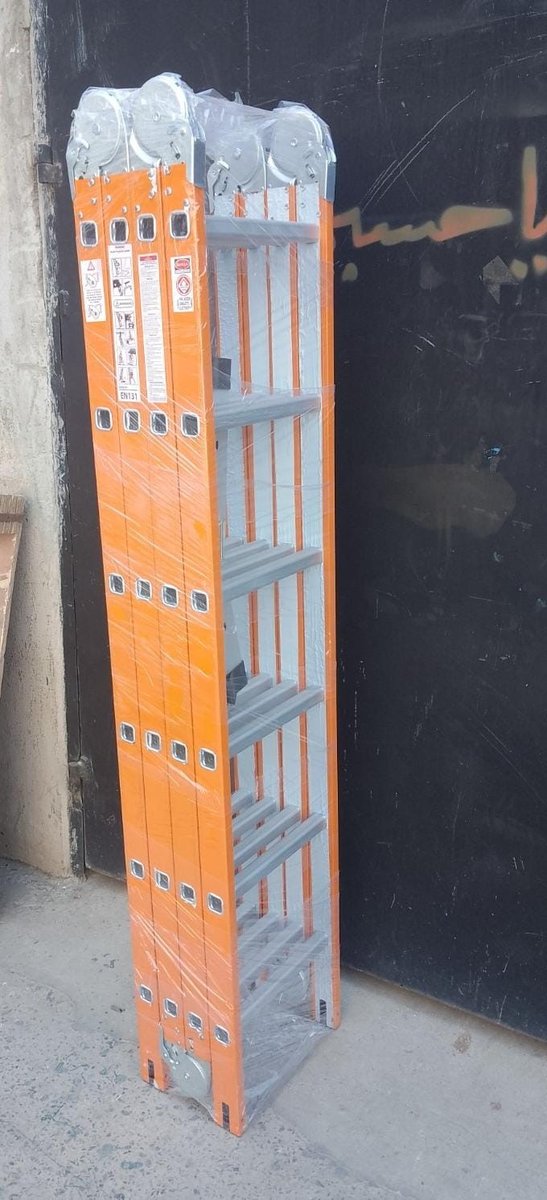24ft (7m) Multipurpose Aluminum Folding Ladder (4×6 Steps) – Orange