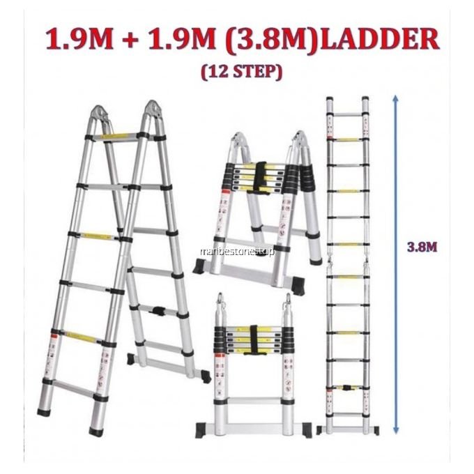 3.8m double telescopic ladder