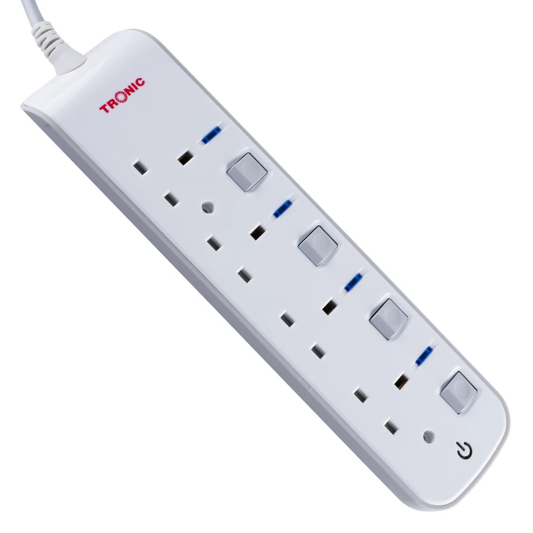 Tronic 4-Way Extension Socket with Switches & Neon