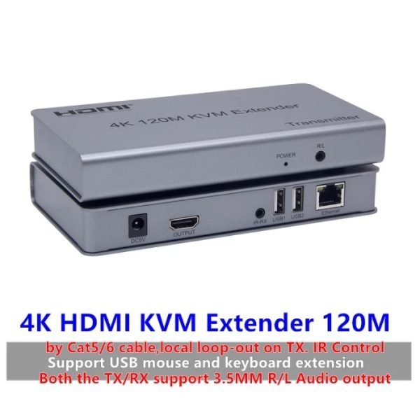 4K 120M Hdmi KVM Extender Over Cat 6 With Usb mouse - Back View
