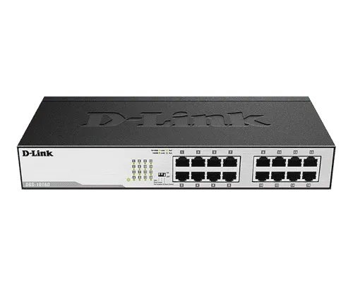 D-Link DES-1016D 16-Port Fast Ethernet Unmanaged Desktop Switch - Front View