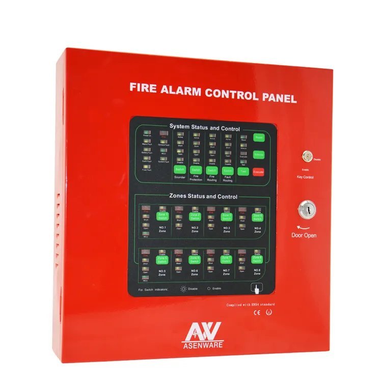 8 Zone conventional fire alarm panel - Front View